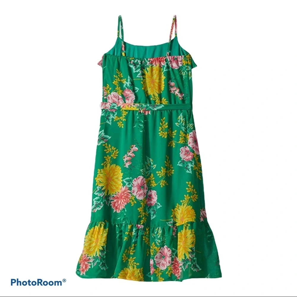 The Children’s Place Willow Green Ruffle Floral Dress size XL